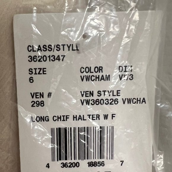 NEW Vera Wang White Label Chiffon Bridal Gown Cascading Champagne Size 6 NWT - Picture 4 of 4